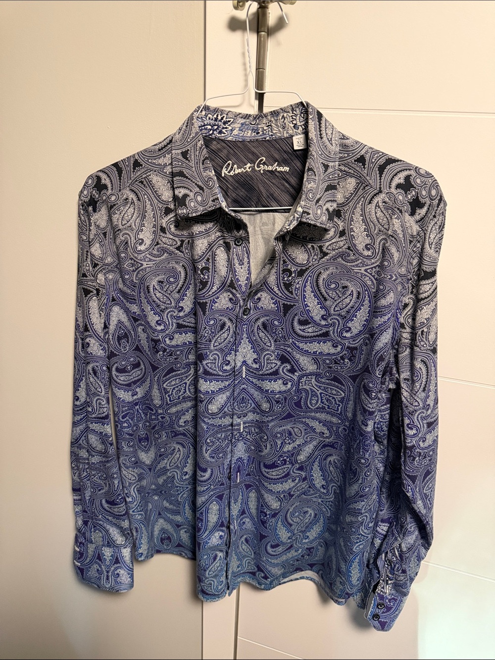 Robert Graham Blue Paisley Button-Down Shirt Jacket